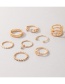 Fashion Gold 8-piece Geometric Diamond Open Ring