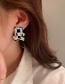 Fashion Black And White Acrylic Diamond Check Bear Stud Earrings