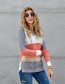 Fashion Khaki Contrast Knit Hooded Sweater