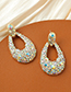 Fashion Ab Color Alloy Diamond Hollow Drop Earrings