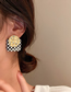 Fashion 3# Checkerboard Love Geometric Square Earrings
