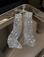Fashion Silver Color Diamond Tassel Square Stud Earrings