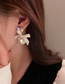 Fashion Silver Color Diamond Bow Love Heart Stud Earrings