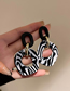 Fashion Black Acrylic Striped Circle Hollow Stud Earrings