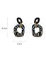 Fashion Black Acrylic Striped Circle Hollow Stud Earrings