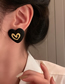 Fashion Black Lacquered Love Stud Earrings