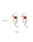 Fashion Gold Color Cherry C-shaped Earrings With Diamonds