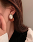 Fashion Brown Pearl Leather Geometric Stud Earrings
