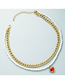 Fashion Red Alloy Inlaid Love Heart Zirconium Thick Chain Pearl Double Necklace