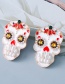 Fashion Silver+white Halloween Skull Stud Earrings