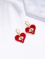 Fashion Red Alloy Drop Nectarine Heart Eyes And Earrings