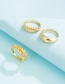 Fashion Gold Three-piece Alloy Diamond Ring With Corrugated Ring
