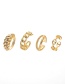 Fashion Gold Four-piece Alloy Chain Threaded Open Ring