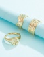 Fashion Gold Irregular Flower Ring Mouth Ring Three-piece Set