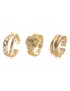 Fashion Gold Three-piece Alloy Ring With Diamonds And Letters