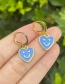 Fashion Blue Alloy Drip Oil Love Smiley Earrings