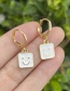 Fashion Blue Alloy Dripping Square Smiley Earrings
