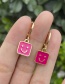 Fashion Pink Alloy Dripping Square Smiley Earrings