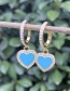 Fashion Blue Alloy Diamond-studded Oil Drop Love Earrings