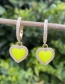 Fashion Green Alloy Diamond-studded Oil Drop Love Earrings