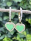 Fashion Green Alloy Diamond-studded Oil Drop Love Earrings
