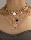Fashion Rose Red Alloy Drip Oil Smiley Face Nail Multi-layer Necklace