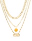 Fashion Yellow Alloy Drip Oil Smiley Face Nail Multi-layer Necklace