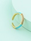 Fashion Sky Blue Alloy Dripping Diamond Open Ring