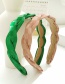 Fashion Green Pure Color Pu Cross Braided Twist Headband