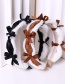Fashion Coffee Color Plush Leather Stitching Bow Headband
