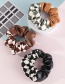 Fashion Coffee Color Leather Plaid Stitching Pleated Hair Tie