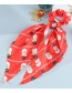 Fashion Red Christmas Printed Long Ribbon Hair Tie
