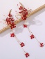 Fashion Red Metal Flower Tassel Hairpin