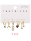 Fashion Gold Titanium Steel Inlaid Zirconium Bear Earrings 6-piece Gold Plated