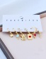 Fashion Gold Titanium Steel Inlaid Zirconium Bear Earrings 6-piece Gold Plated