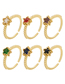 Fashion Golden White Diamonds Copper Inlaid Zirconium Five-pointed Star Open Ring
