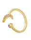 Fashion White Gold Copper Inlaid Zirconium Moon Open Ring