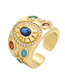 Fashion White Gold Copper Inlaid Zirconium Wide Face Sapphire Open Ring
