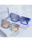 Fashion Blue Frame Double Gray Sheet V-square Sunglasses