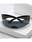 Fashion Black Frame Blue Mercury One-piece Wide-rim Sunglasses
