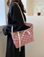 Fashion Red Large Capacity Checked Shoulder Bag