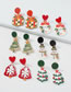 Fashion Christmas Tree Red And Green Resin Plate Christmas Snowman Bell Castle Stud Earrings