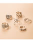 Fashion Silver Alloy Serpentine Butterfly Love Skull Ring Set