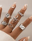 Fashion Silver Alloy Serpentine Butterfly Love Skull Ring Set