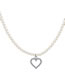 Fashion Silver Alloy Pearl Beaded Love Necklace