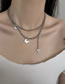 Fashion Silver Titanium Steel Butterfly Geometric Double Necklace