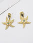 Fashion Gold Metal Starfish Pearl Stud Earrings