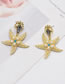 Fashion Gold Metal Starfish Pearl Stud Earrings