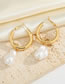 Fashion Metal Resin Irregular Pearl C-shaped Earrings
