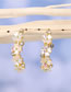 Fashion Oval Opal Metal Oval Opal C-shaped Earrings